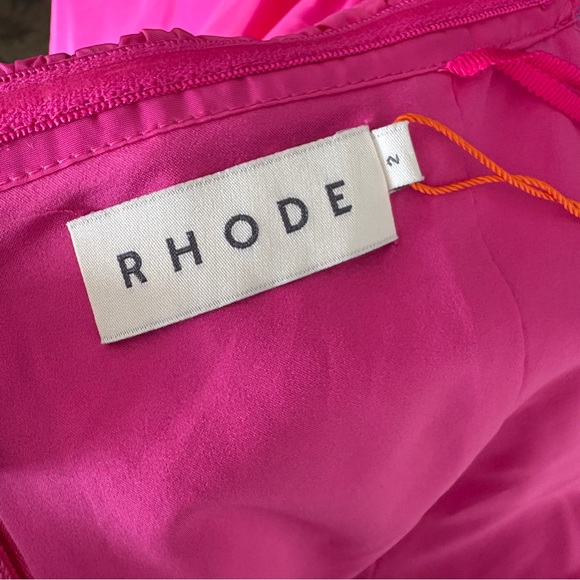 $595 NWT RHODE “Viola” Ruffle Midi Dress in Malibu Pink Sz 2 - Picture 2 of 13